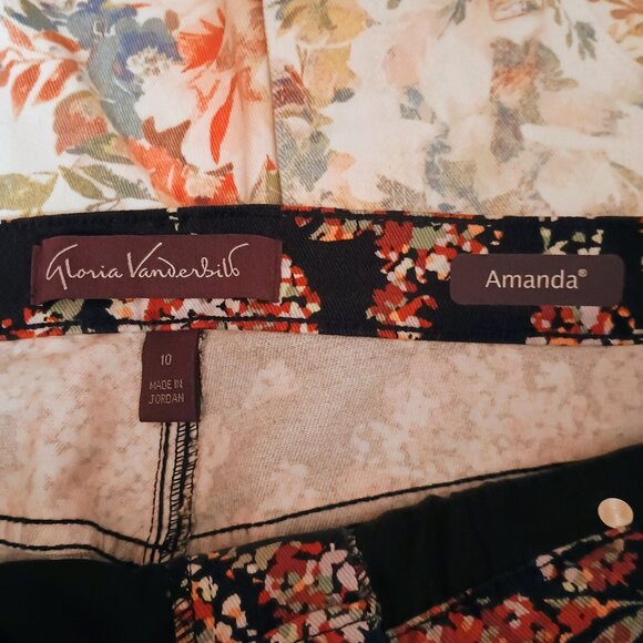 Gloria Vanderbilt Amanda Denim Black Floral Capris, Sz 10, High Rise, New - Picture 5 of 5